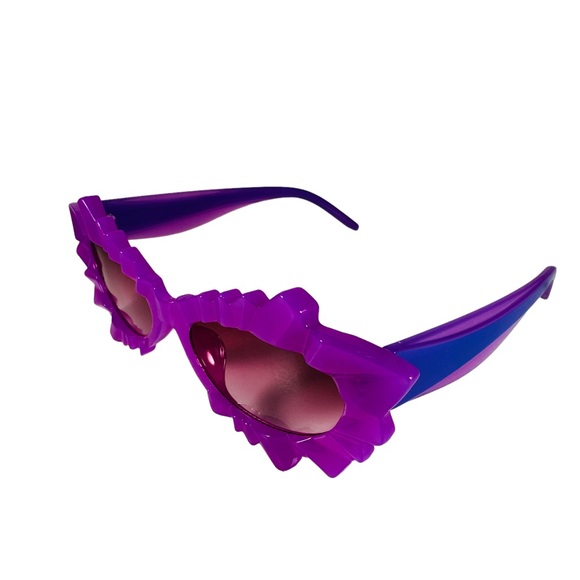 Fuchsia Ice Queen Jagged Cat Eye pop art Sunglasses - Picture 4 of 6